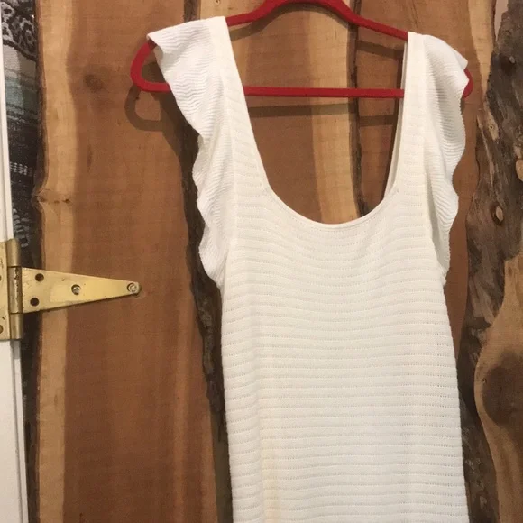 HOUSE OF HARLOW 1960 NWT Little White Knit Dress Flutter Midi Easter Summer - Picture 6 of 14